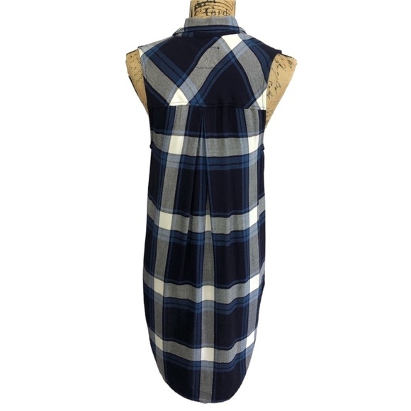 Rails Long Boho Plaid Tunic Top High Low Blue Size Small - Picture 10 of 13